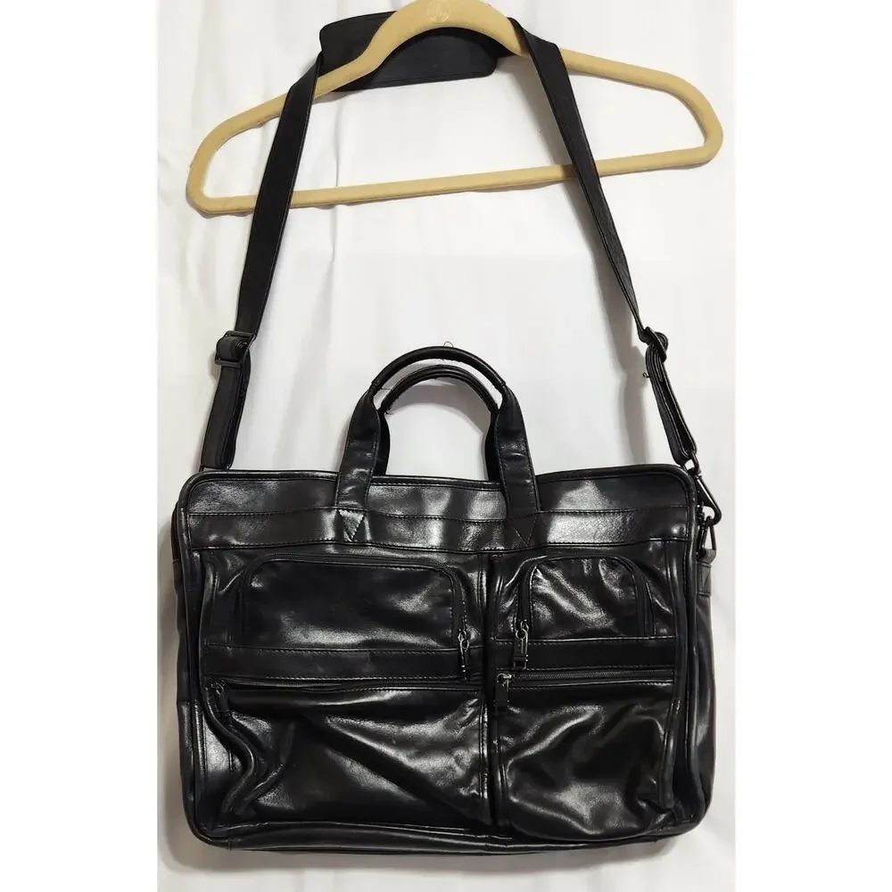 VTG TUMI Vintage Alpha Black Leather Laptop Bag Briefcase‎